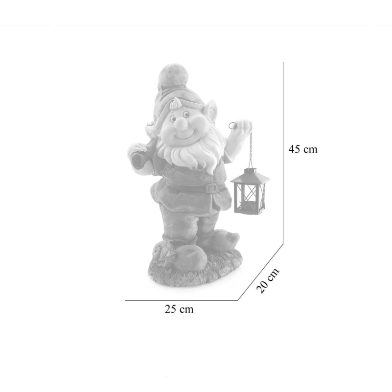 Decoratiune gradina, ceramica, pitic cu felinar si harlet, 25x20x45 cm [6]