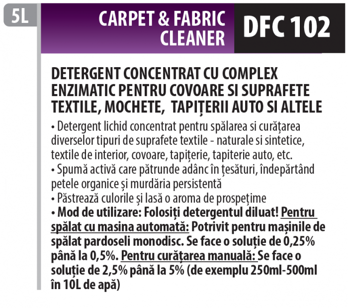 Detergent pentru covoare, mochete, tapițerii de uz casnic și auto, 5 litrii, Medix Professional [2]