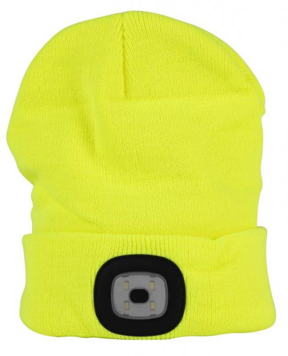 Caciula cu LED reincarcabila prin USB, Strend Pro Yellow, unisex, marime universal, 4xSMD, Li-Ion [1]