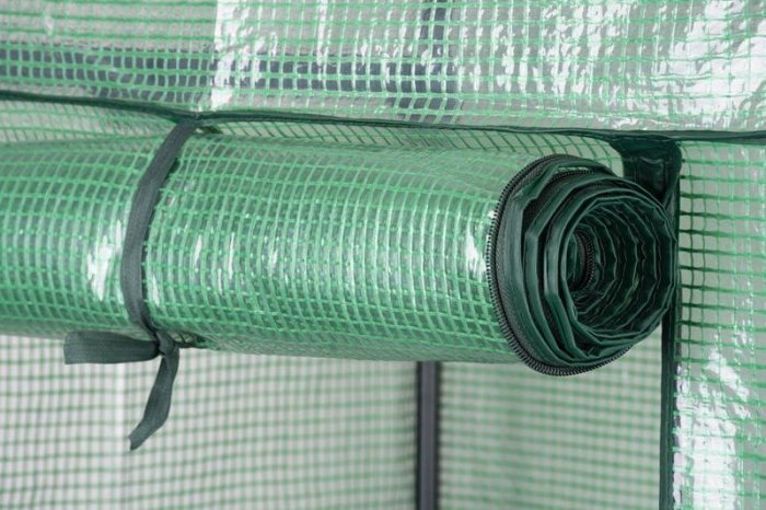 Mini sera pentru flori si legume, 5 nivele, cadru din metal, 69x49x200 cm, verde [3]
