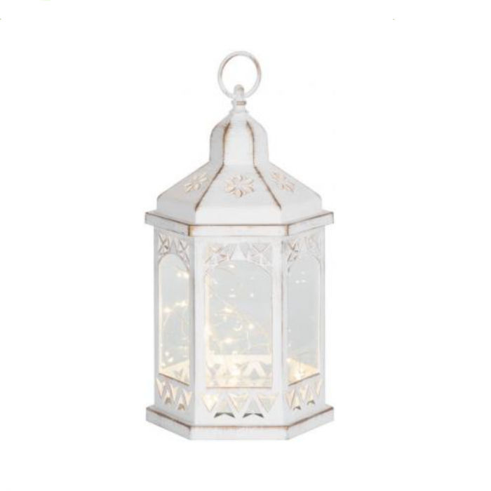 Felinar decorativ cu plasa led pentru Craciun, MagicHome, alb, 3xAAA, plastic, 30 de leduri, 18x15x32 cm [1]