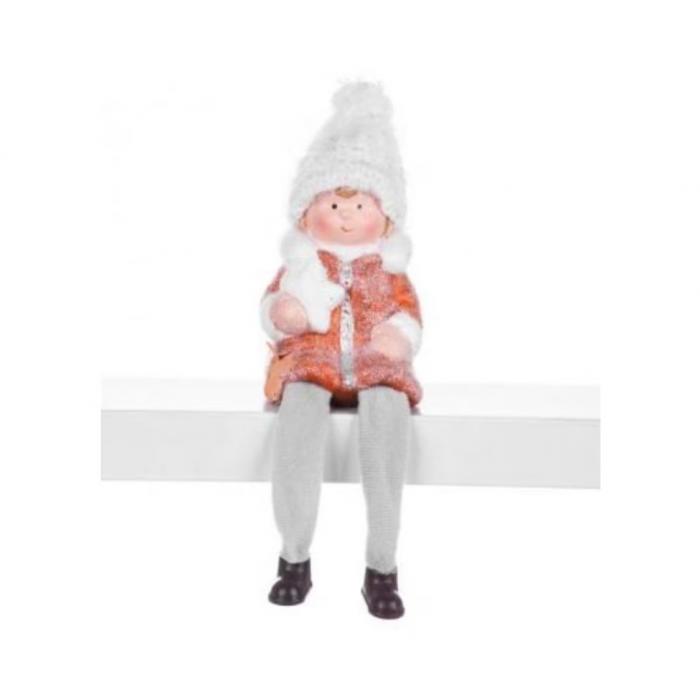 Figurina de Craciun MagicHome, Baiat asezat, teracota [1]