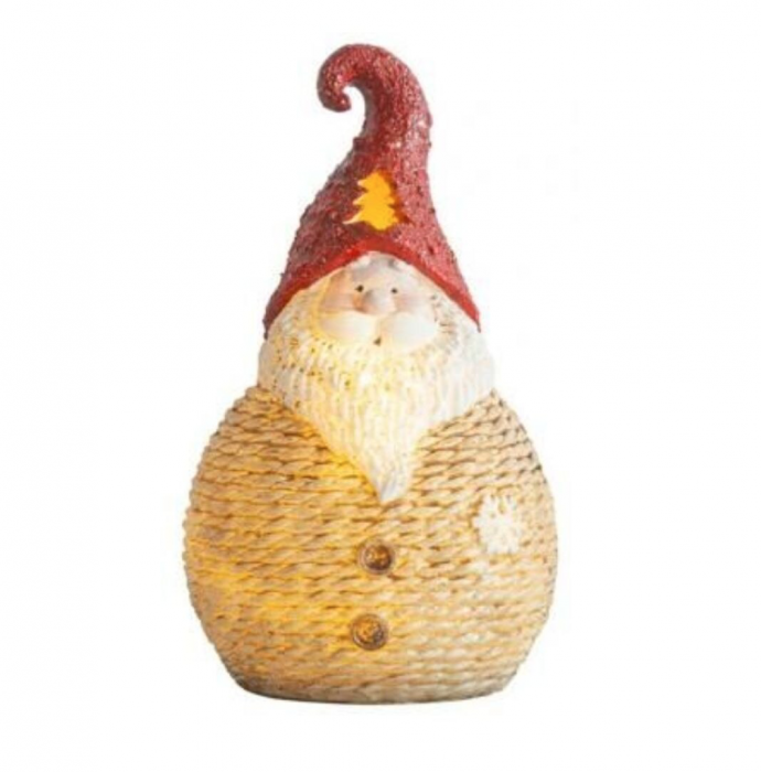 Figurina de Craciun MagicHome, Mos Craciun rotund mic, LED, 19,5 cm [1]