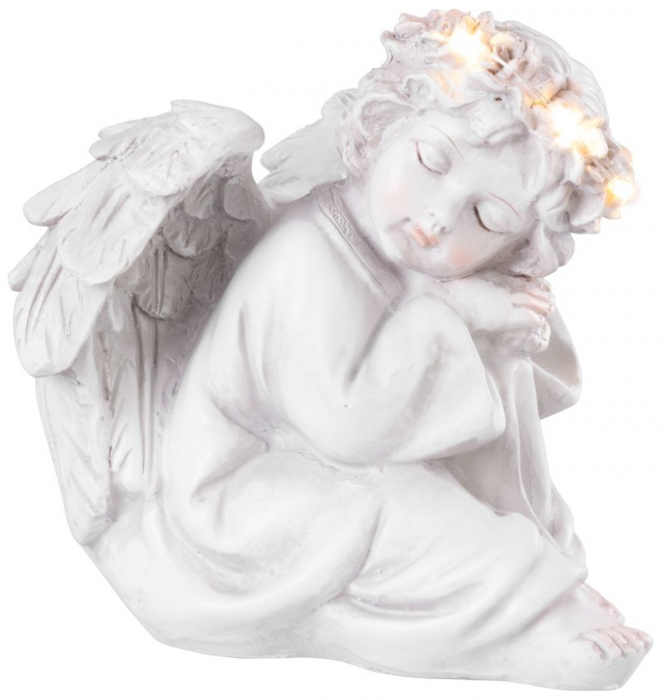 Figurina decorativa cu led MagicHome in forma de ingeras din polirasina, 15 x 15 x 14.5 cm [1]