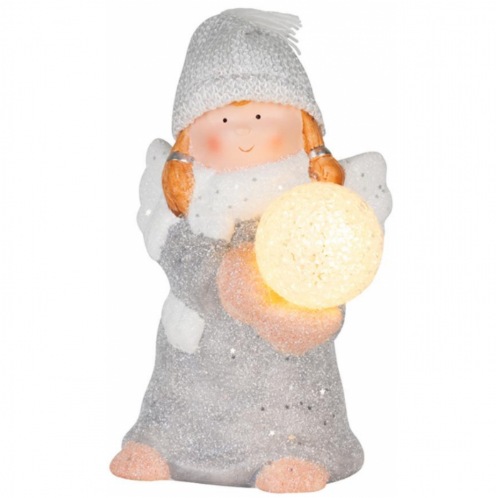 Figurina in forma de inger cu glob de zăpadă pentru Craciun MagicHome, LED, 13,5x13x20 cm [1]
