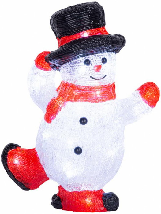 Figurina luminoasa pentru Craciun in forma de om de zapada, 30 led-uri, acril, IP44, 22x14x30 cm, MagicHome [1]