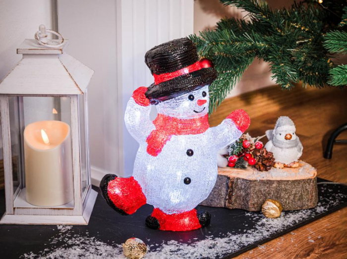Figurina luminoasa pentru Craciun in forma de om de zapada, 30 led-uri, acril, IP44, 22x14x30 cm, MagicHome [2]