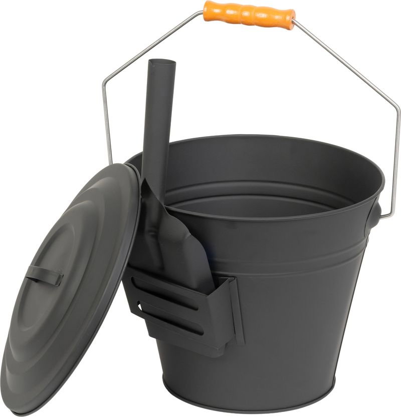 Găleată pentru cenușă cu lopățică Strend Pro, 12 L, metal, 30 × 25 cm, gri, Strend Pro [1]