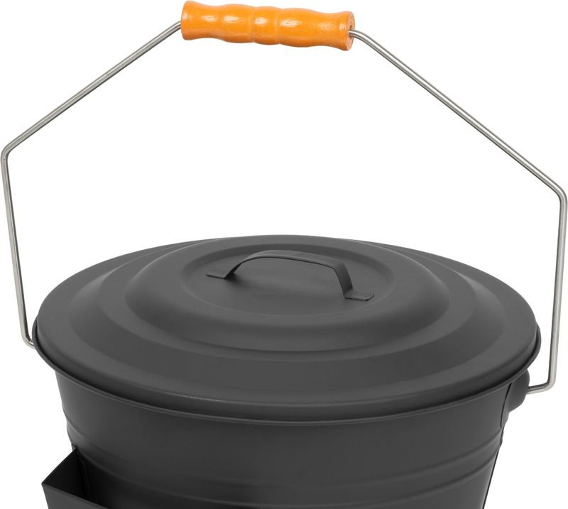 Găleată pentru cenușă cu lopățică Strend Pro, 12 L, metal, 30 × 25 cm, gri, Strend Pro [4]