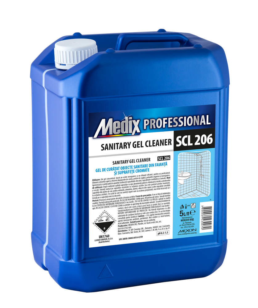 Gel de curățare pentru obiecte sanitare și suprafețe cromate, 5 litrii, Medix Professional [1]