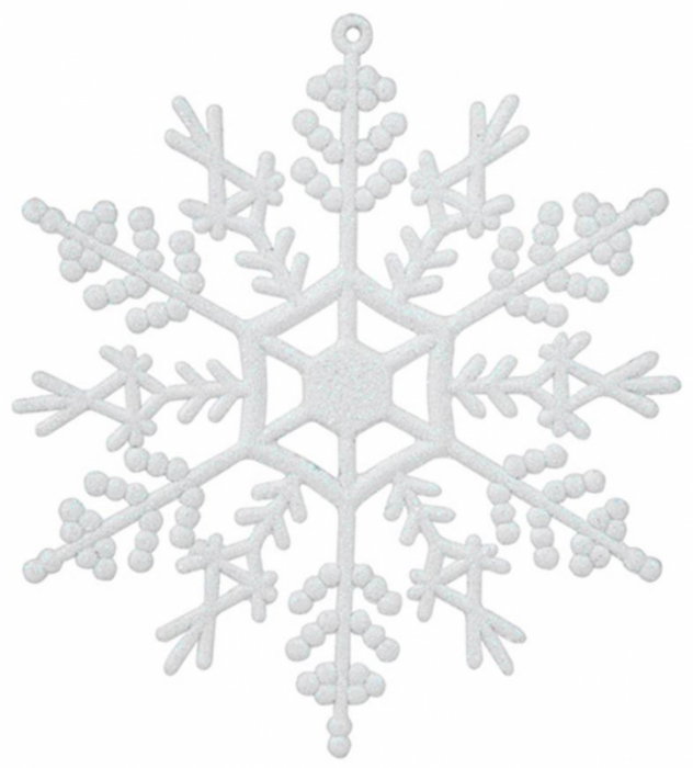 Glob de Craciun in forma de fulg de nea pentru impodobirea bradului, 6 buc, fulg de zapada, alb, pentru brad, 12 cm, MagicHome [1]