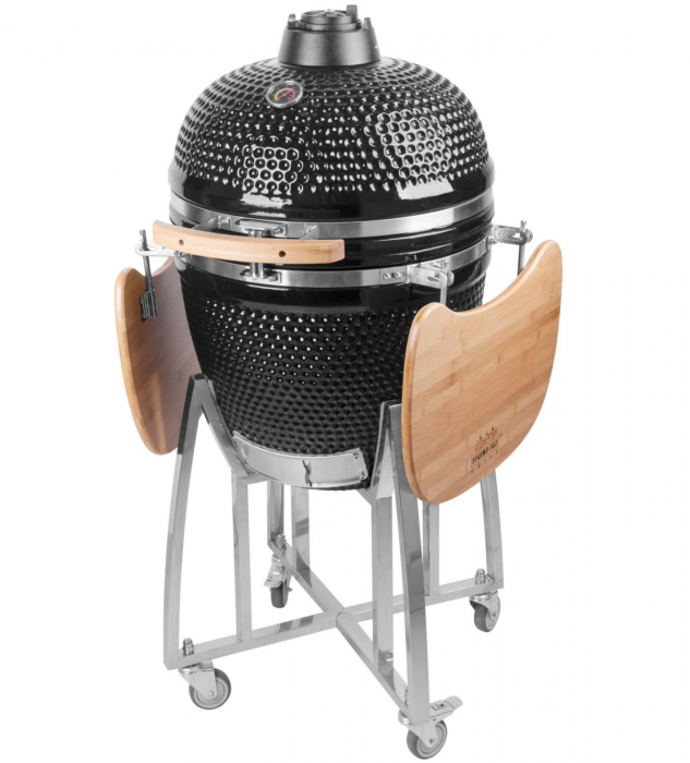 Gratar de gradina ceramic Kamado Egg negru,130x73x122 cm [2]