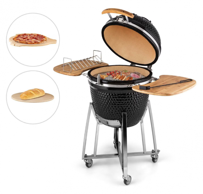 Gratar de gradina ceramic Kamado Egg negru,130x73x122 cm [14]