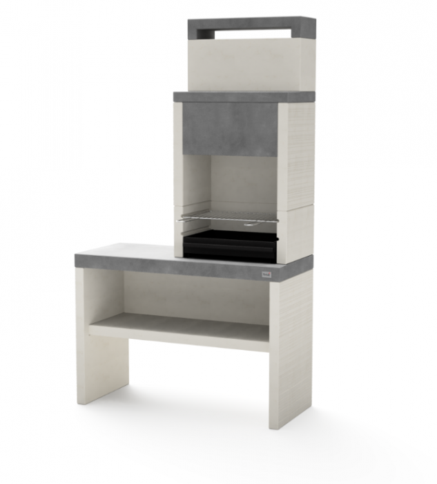 Gratar pentru gradina, Barbecue Plan 2, cu masa de lucru, din beton, 110 × 47 × 192 cm [1]