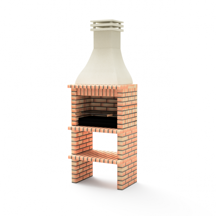 Grătar pentru grădină Tuozi Taos Plus din beton și oțel, 76 × 58 × 214 cm, pe lemn și cărbune [1]