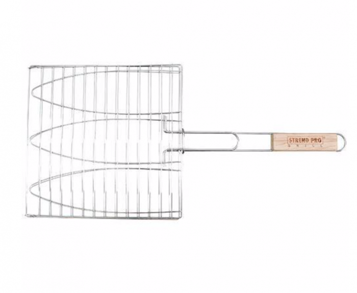 Gratar pentru peste Strend Pro BBQ 37C, 275x280 mm, crom si coada lemn [1]