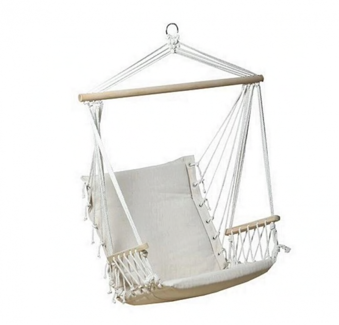 Hamac scaun suspendat, Strend Pro Craig, 100X50 cm, 150 Kg, bumbac, Alb [1]