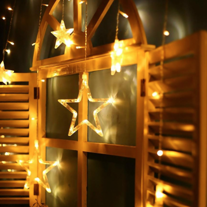 Instalatie luminoasa cu stelute tip cortina, MagicHome, 138 leduri, lumina calda, 230V, 50 Hz, 8 functii, 2.2x0.6/0.9 m [1]