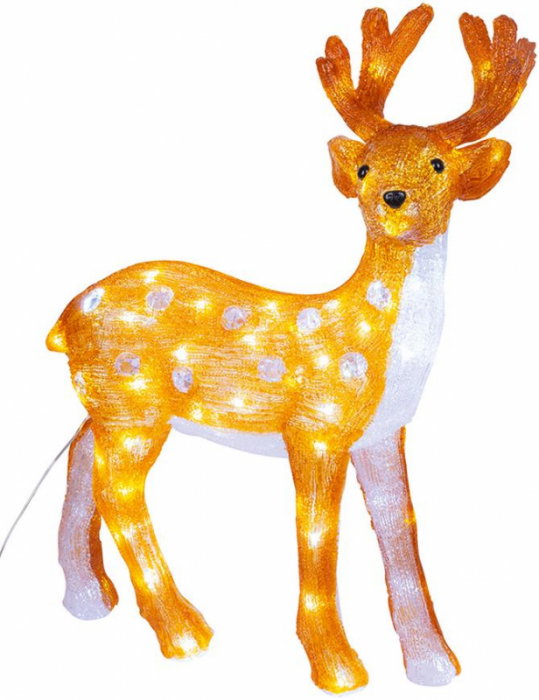 Instalatie luminoasa in forma de cerb pentru decorarea casei de craciun, MagicHome, 80 led-uri, lumina alba rece, material acril, IP44, 46x27x63 cm [1]