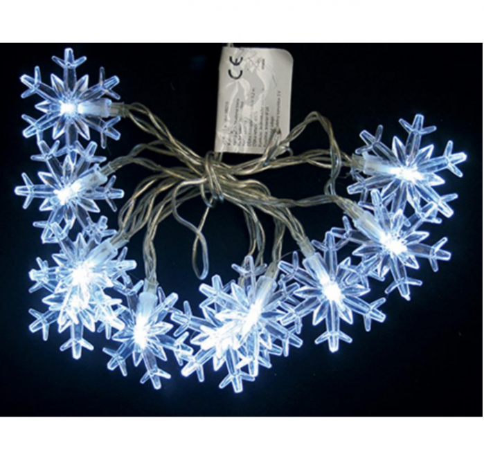 Instalatie luminoasa in forma de fulgi de nea pentru craciun, 90 cm lungime, 10 leduri lumina rece, 2xAA, calbu alimentare 30 cm, IP20, MagicHome [1]