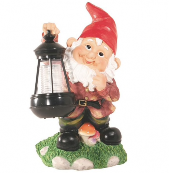 Lampă solară decorativă Pitic cu felinar Magic Home, LED multicolor, 25 cm, pentru grădină și curte [1]