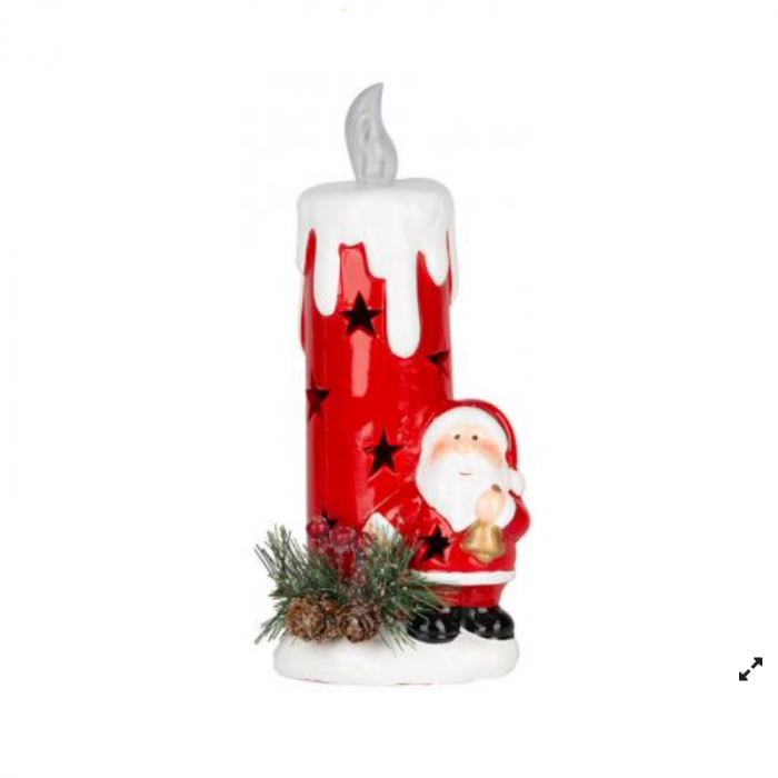 Lumanare led decorativa cu Mos Craciun, rosie, 1 LED, 9,50x9x21,50 cm, baterii incluse, MagicHome [1]