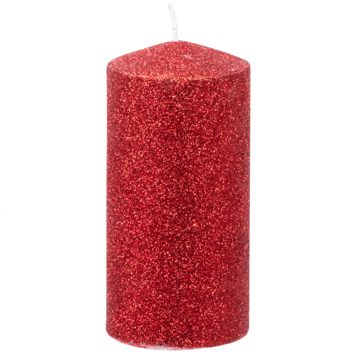 Lumanare decorativa rosie cu sclipici, MagicHome de craciun 5x9.5 cm [1]