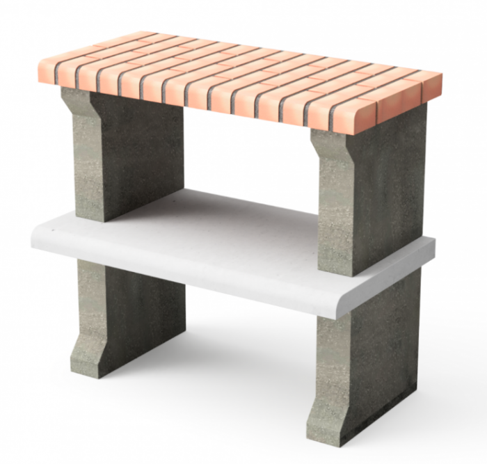 Masa de lucru pentru gradina Luna din beton si caramida, 76 × 47 × 80 cm [1]