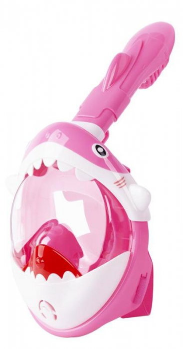 Masca snorkeling cu tub pentru copii, model rechin, roz [1]