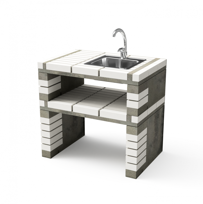 Modul pentru gradina chiuveta Califórnia din beton si caramida, 86.5 × 58 × 81 cm [1]