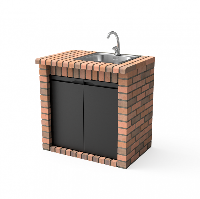 Modul pentru gradina chiuveta cu dulap Volterra din beton si caramida, 95.5 × 70 × 88 cm [1]