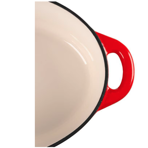Oala de fonta ovala, emailata cu capac, maner din inox, rosie, 4.4 L, Magic Home [2]
