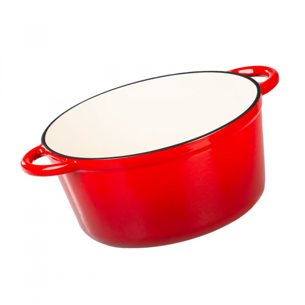 Oală fontă emailată 4L MagicHome cu capac 24 cm roșie [2]