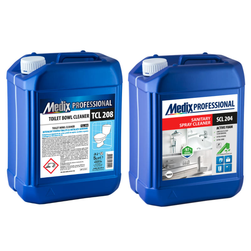 Pachet Curățare Baie Profesional Medix Professional – Detergent WC + Spray Sanitar, 2×5L [1]