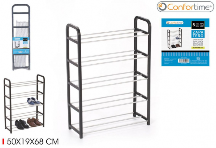 Pantofar Confortime 5 Rafturi Negru (50 X 19 x 68 cm) [2]