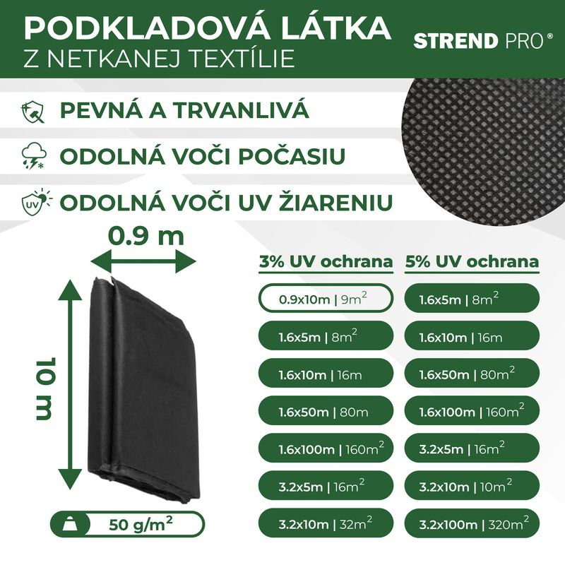 Plasa contra buruienilor, densitate 50 g/m2, dimensiune 0.9x10 m, neagra, tesuta [5]