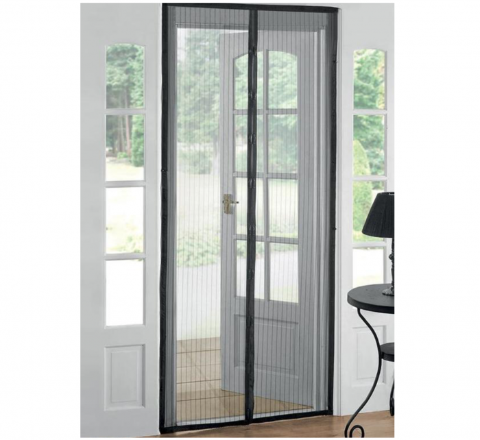 Plasa pentru usa impotriva tantarilor, mustelor si altor insecte cu magnet, negru 220x120 cm [2]