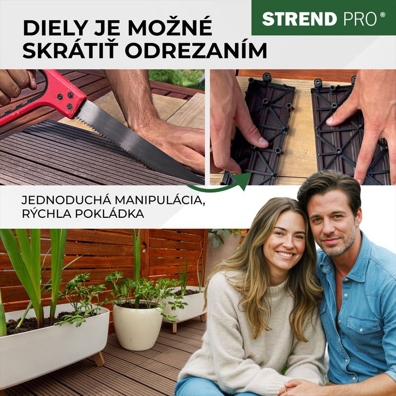 Podea de grădină din plastic, set 9 buc, 31x31cm, maro închis, Strend Pro [8]