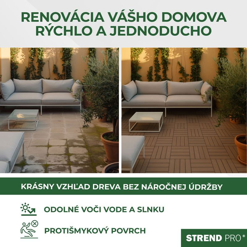Podea de grădină din plastic, set 9 buc, 31x31cm, maro închis, Strend Pro [2]