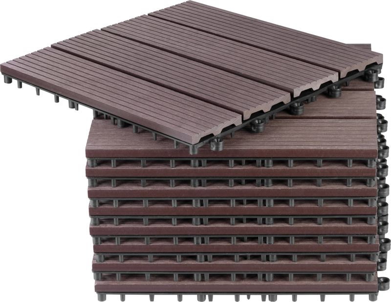 Podea de grădină din plastic, set 9 buc, 31x31cm, maro închis, Strend Pro [1]