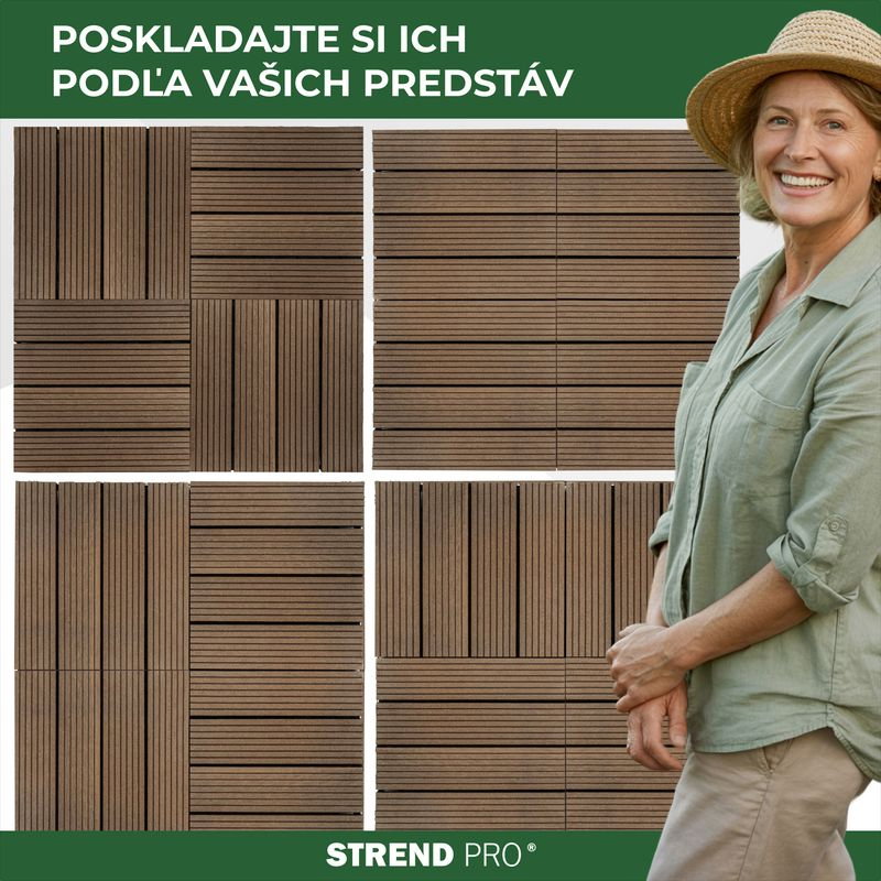 Podea de grădină din plastic, set 9 buc, 31x31cm, maro închis, Strend Pro [4]
