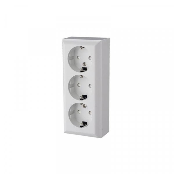 Priză triplă cu împământare 230V, 16A, IP20 cu protecție copii [1]