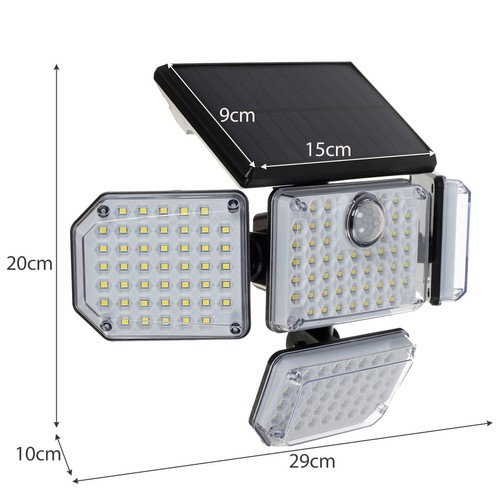 Proiector led 9W cu panou solar si baterie de 2400mAh, IP65, 171 leduri, 20x29x10 cm, Izoxis [8]