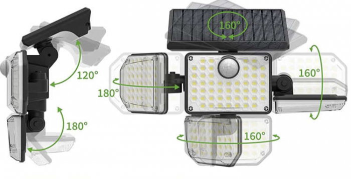 Proiector led 9W cu panou solar si baterie de 2400mAh, IP65, 171 leduri, 20x29x10 cm, Izoxis [3]