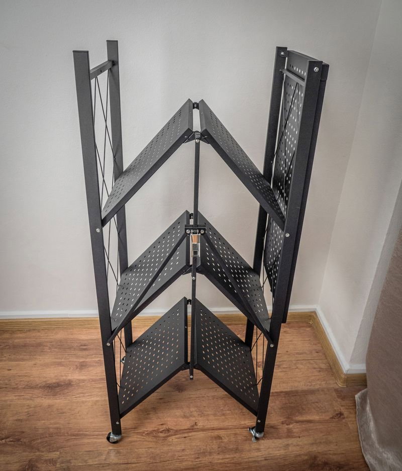 Raft depozitare pliabil cu roți MagicHome, metalic, 4 polițe, 127x72x34 cm, max. 200 kg [7]