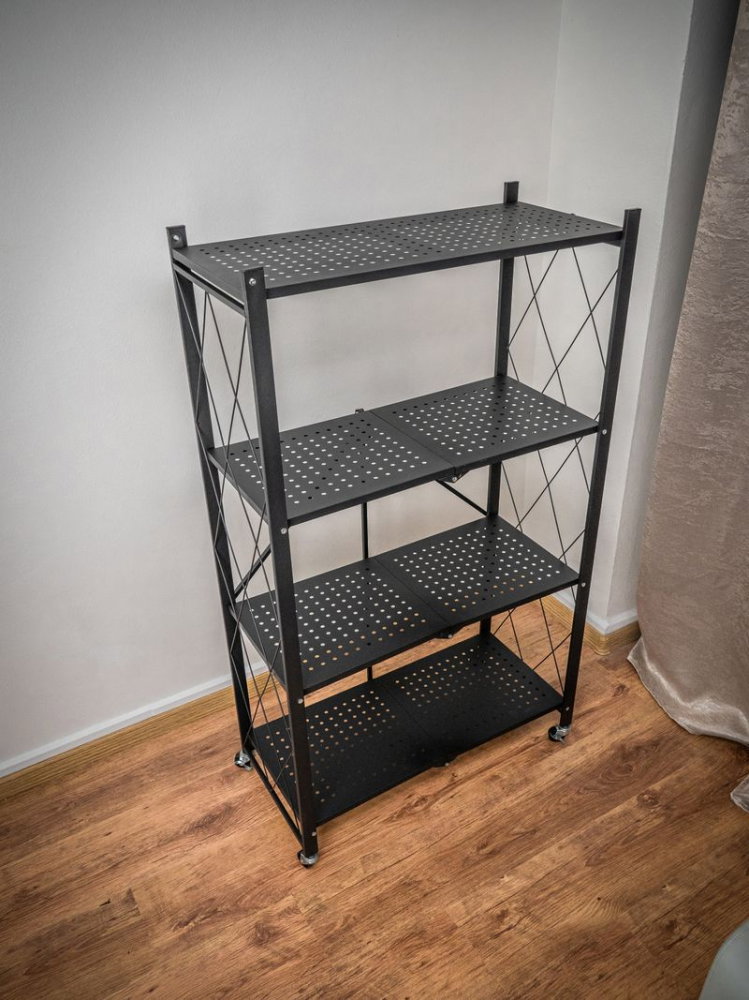Raft depozitare pliabil cu roți MagicHome, metalic, 4 polițe, 127x72x34 cm, max. 200 kg [5]