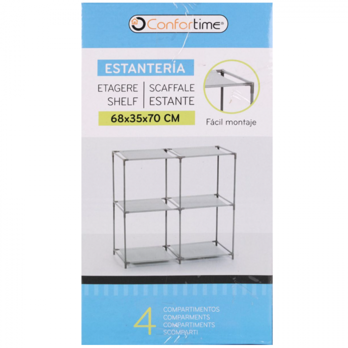 Raft metalic cu 3 polite din material textil pentru depozitare, 68X35X70 cm, Confortime [2]