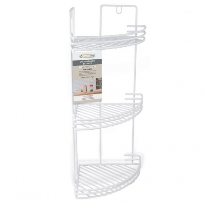 Raft pentru baie si bucatarie, suspendat, metalic, 3 rafturi, alb, 49x24.5x19.5 cm, Confortime [1]