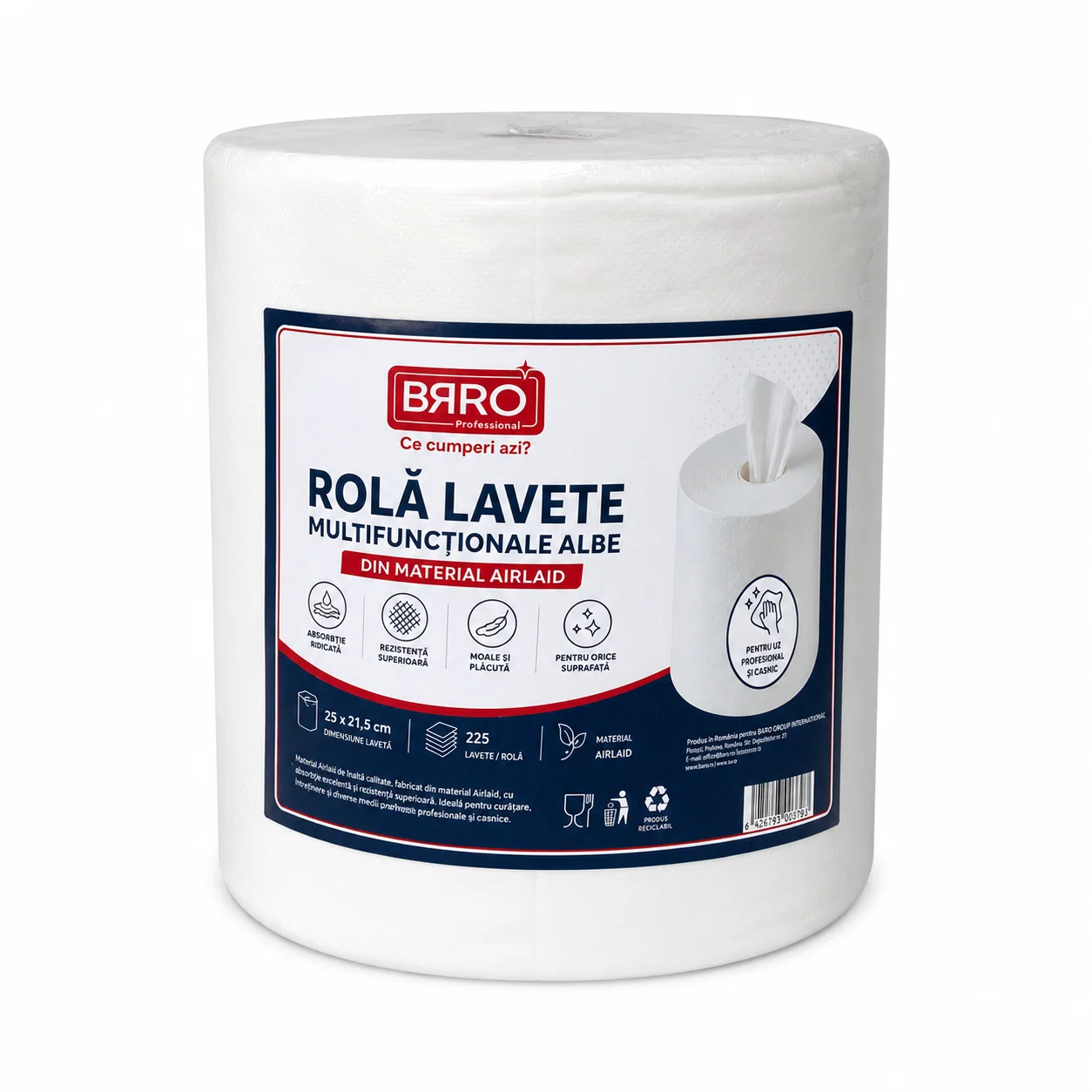 Rola Lavete bucatarfie Airlaid 25 x 21.5 cm, 225 lavete/rola Brro [1]