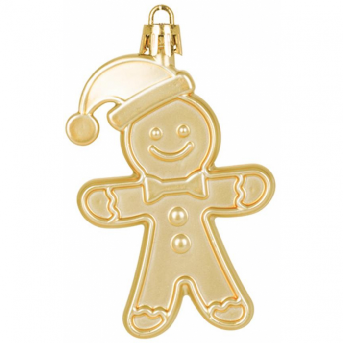 Set 12 globuri in forma de om de turta dulce, auriu, 8 cm, MagicHome [2]